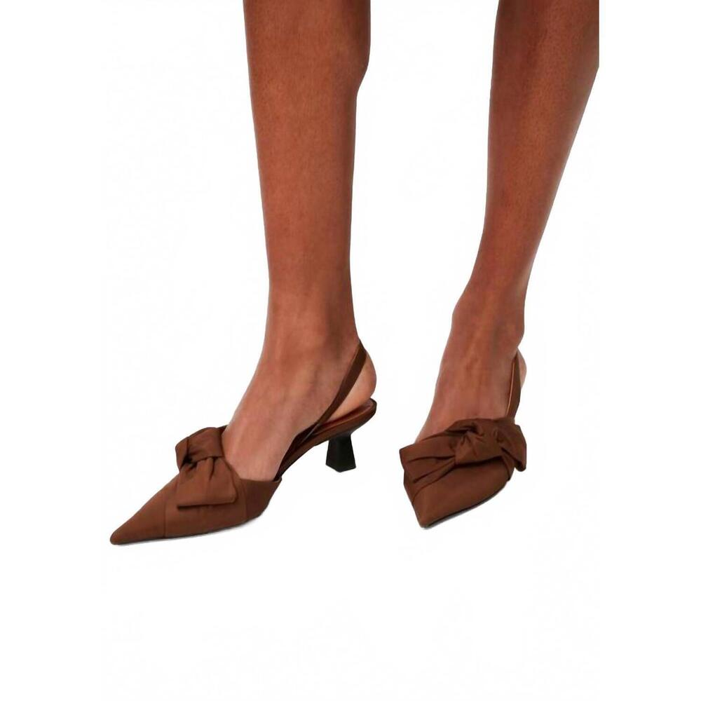 NEW GANNI women's bow kitten heel in chicory coffee - Picture 5 of 5